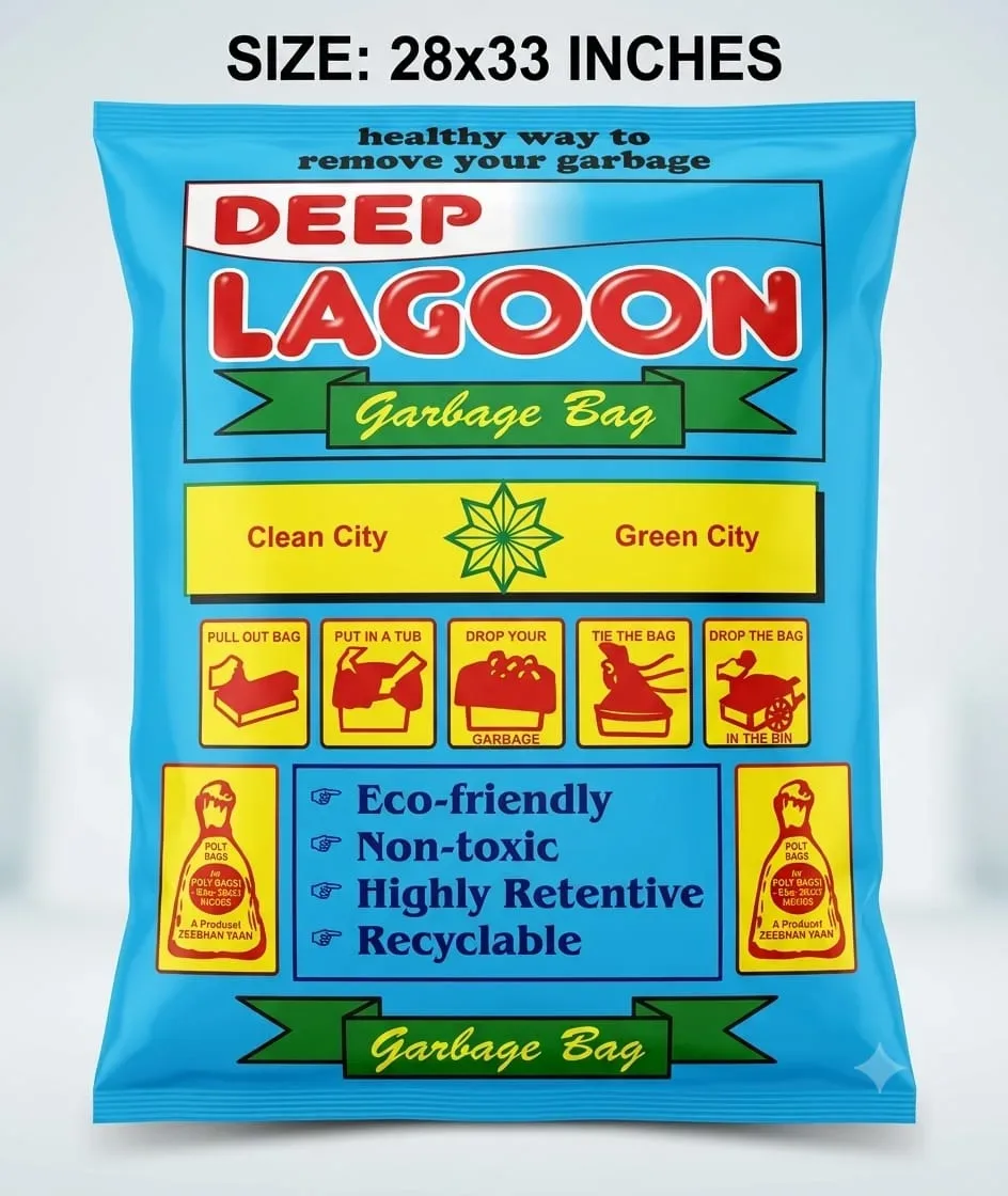 DEEP LAGOON Garbage 12 Bag 28x33 Inches – Eco-friendly, Recyclable
