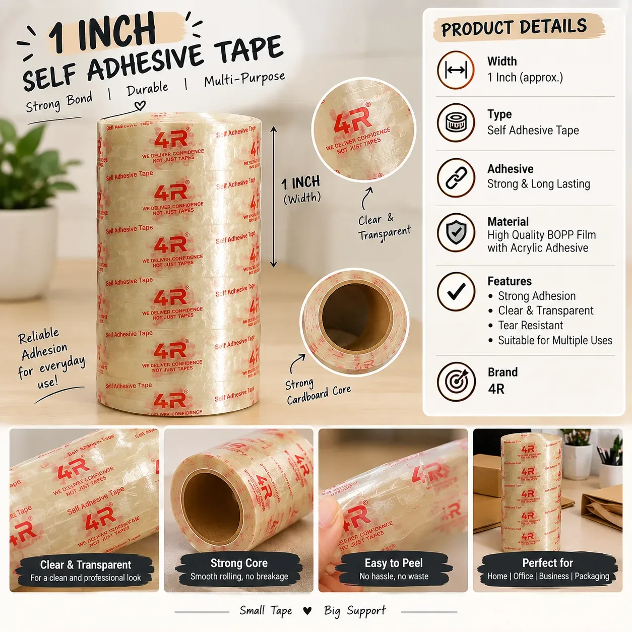 4R 1-Inch Self-Adhesive Tape