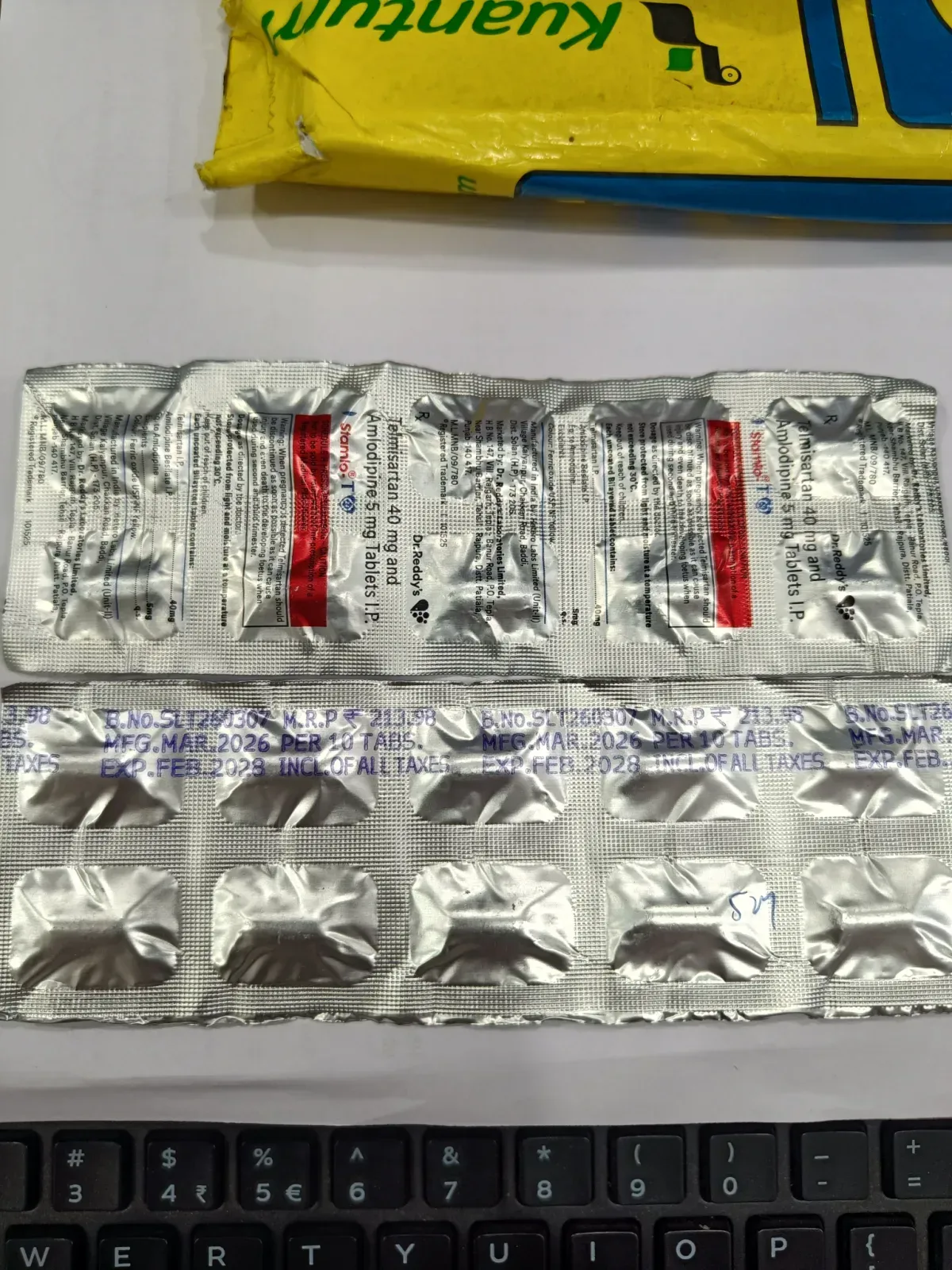 Stamlo T: Telmisartan 40mg + Amlodipine 5mg Tablets I.P.