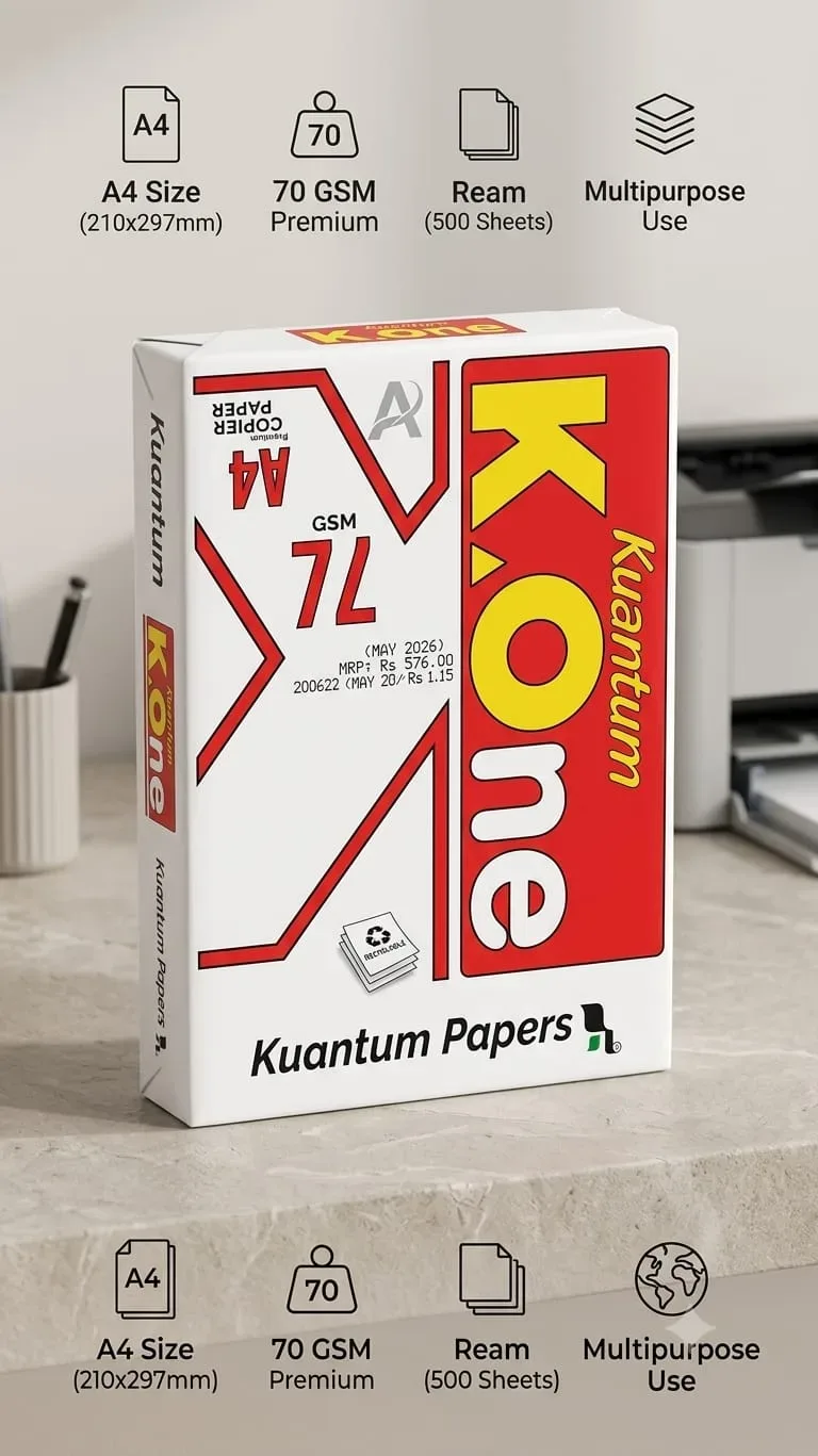 Kuantum K.one A4 70 GSM Copier Paper – 500 Sheets, Multipurpose