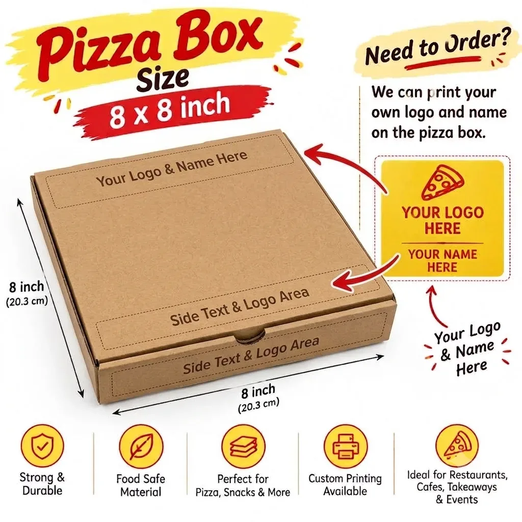 8 × 8 Inch Pizza Box 1 Pcs