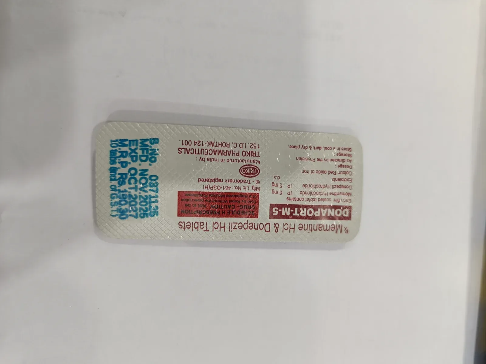 DONAPORT-M-5 Memantine Hcl & Donepezil Hcl Tablets, 10 Tablets