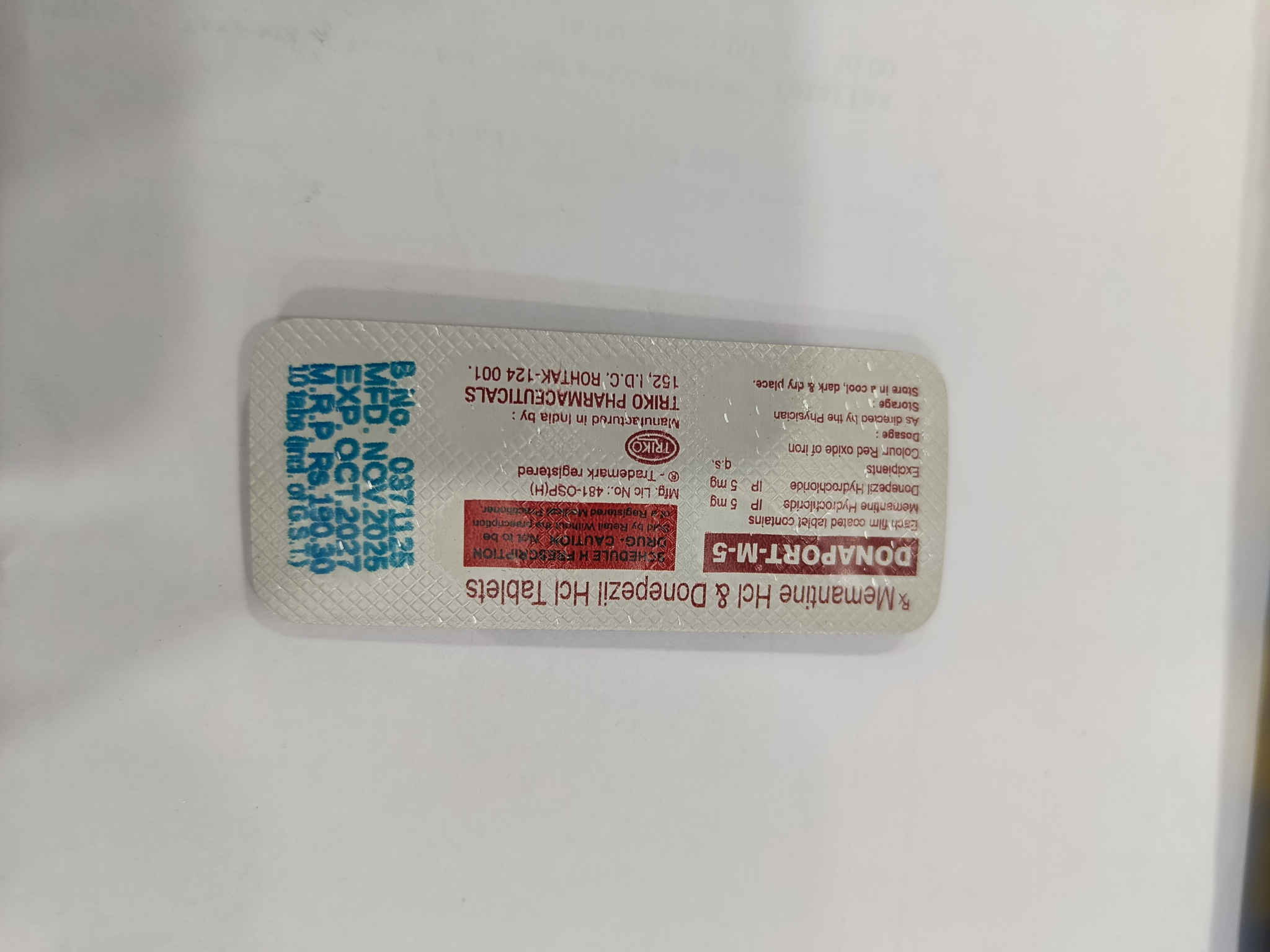 DONAPORT-M-5 Memantine Hcl & Donepezil Hcl Tablets, 10 Tablets