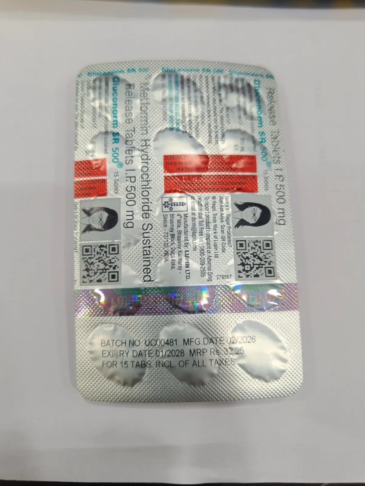 Gluconorm SR 500 mg Metformin Tablets for Type 2 Diabetes