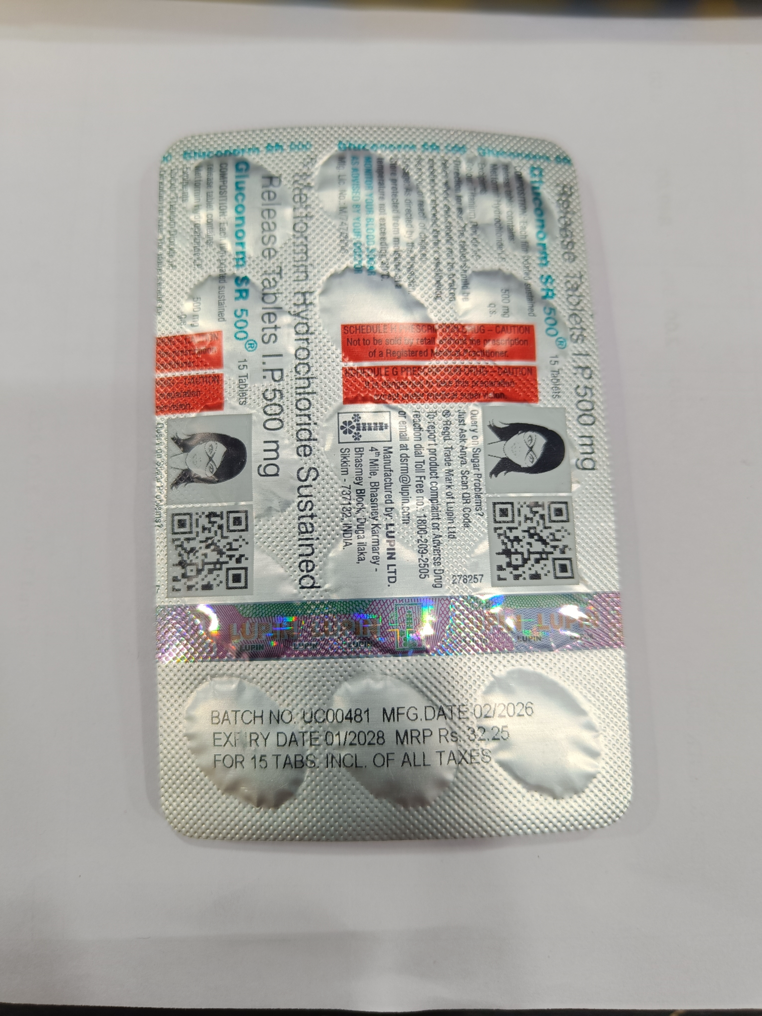 Gluconorm SR 500 mg Metformin Tablets for Type 2 Diabetes