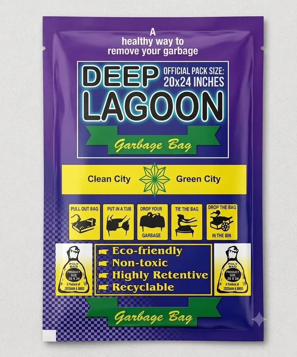 Deep Lagoon Garbage Bag 20x24 Inches - Medium, 24 Bags, Black