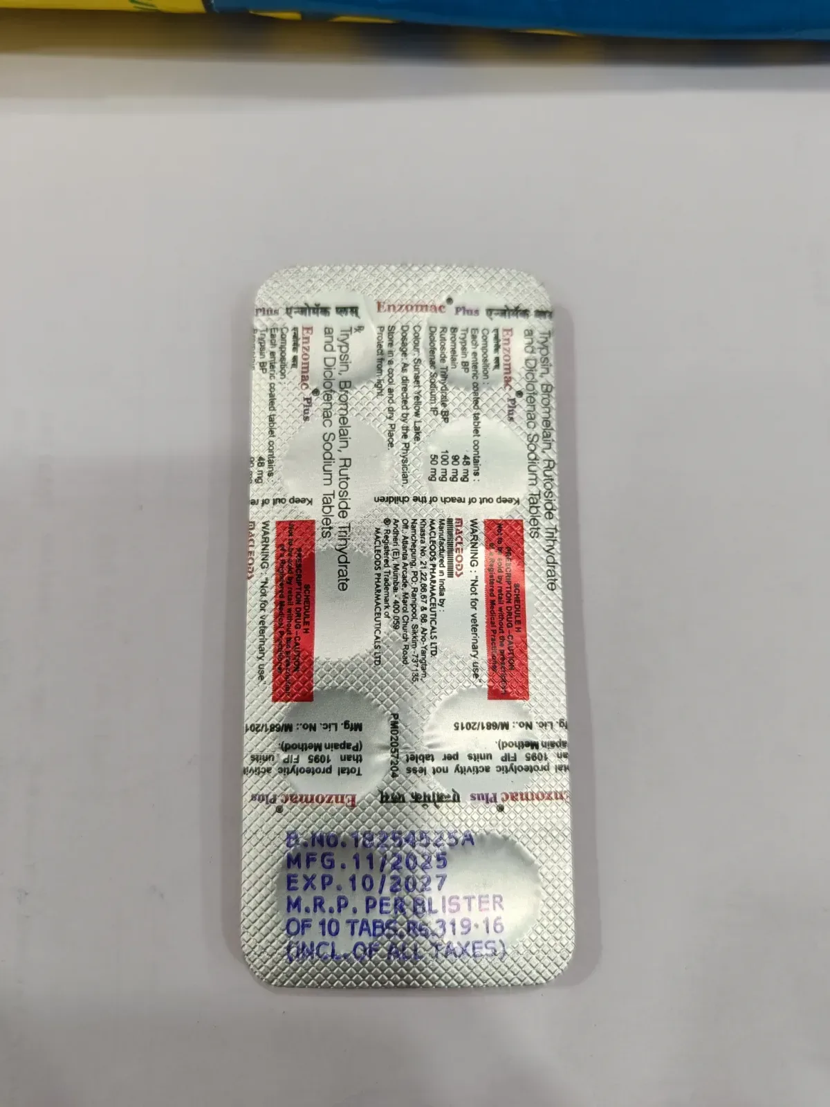 Enzomac Plus Tablets for Pain & Inflammation Relief - 10 Tabs