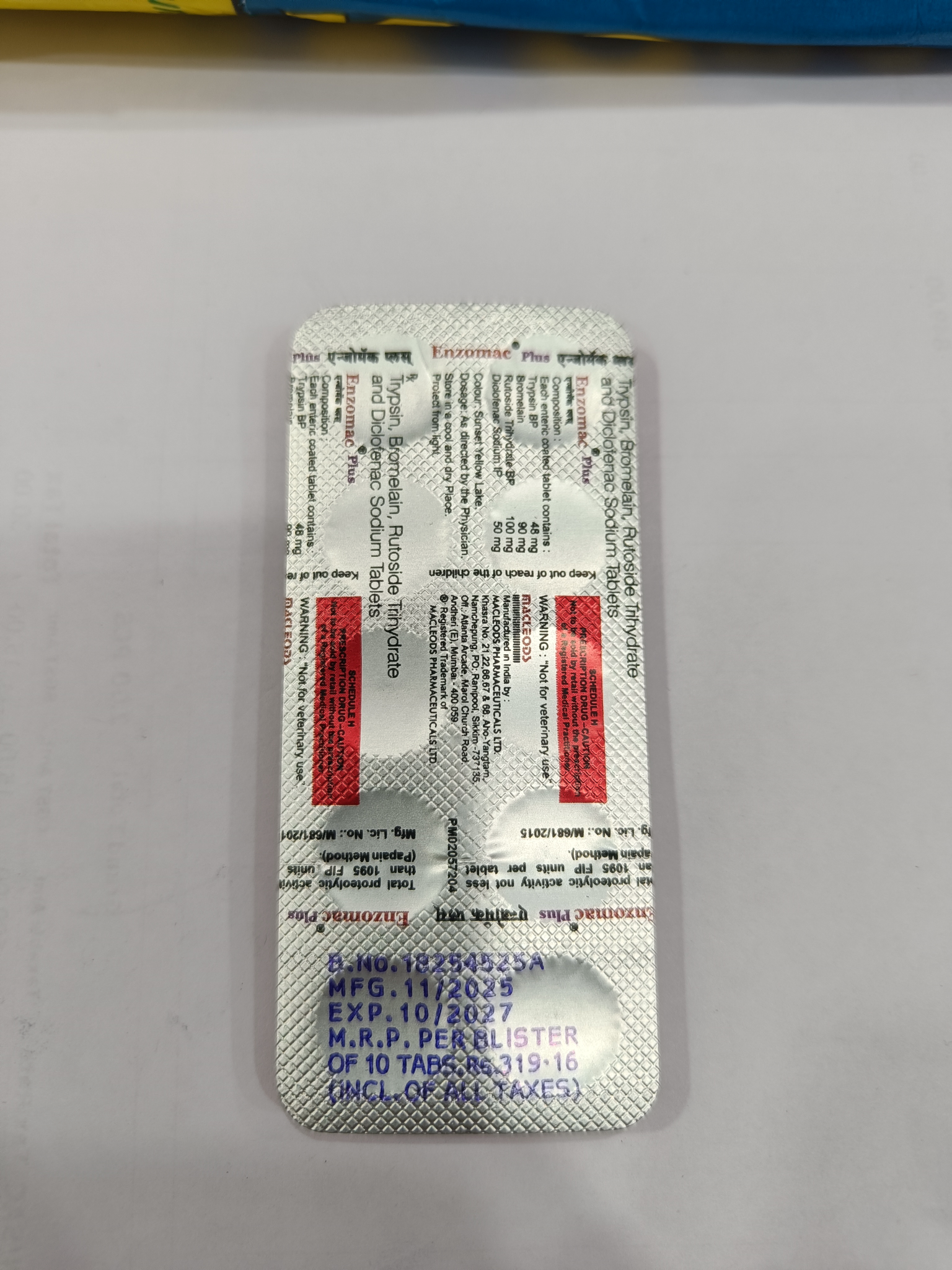 Enzomac Plus Tablets for Pain & Inflammation Relief - 10 Tabs