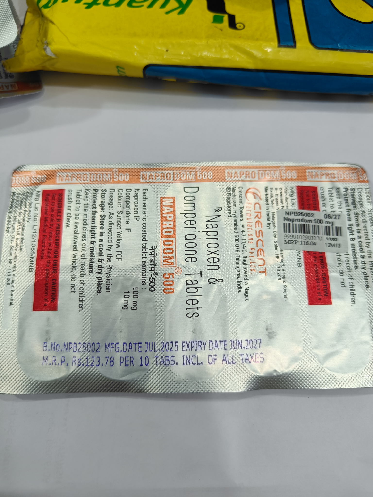  Naprodom 500 Naproxen & Domperidone Tablets - Migraine & Pain Relief