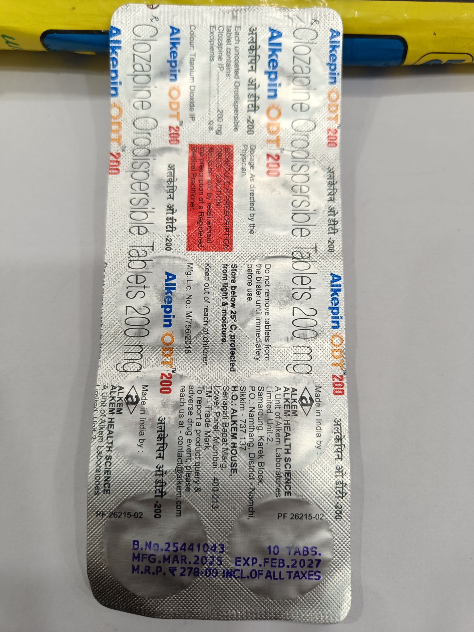 Alkepin ODT 200 Clozapine Orodispersible Tablets 200mg